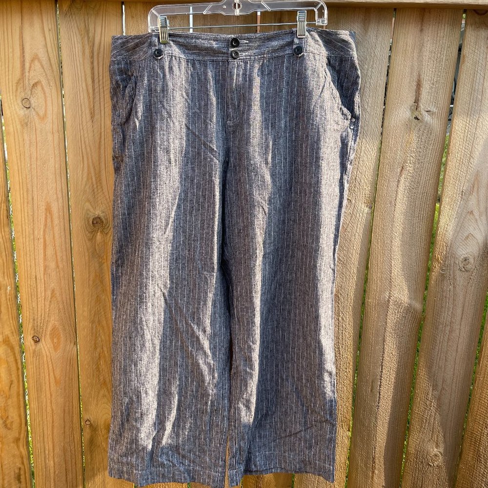 INC International Concepts Gray Pinstripe Linen Size 20 Pants
